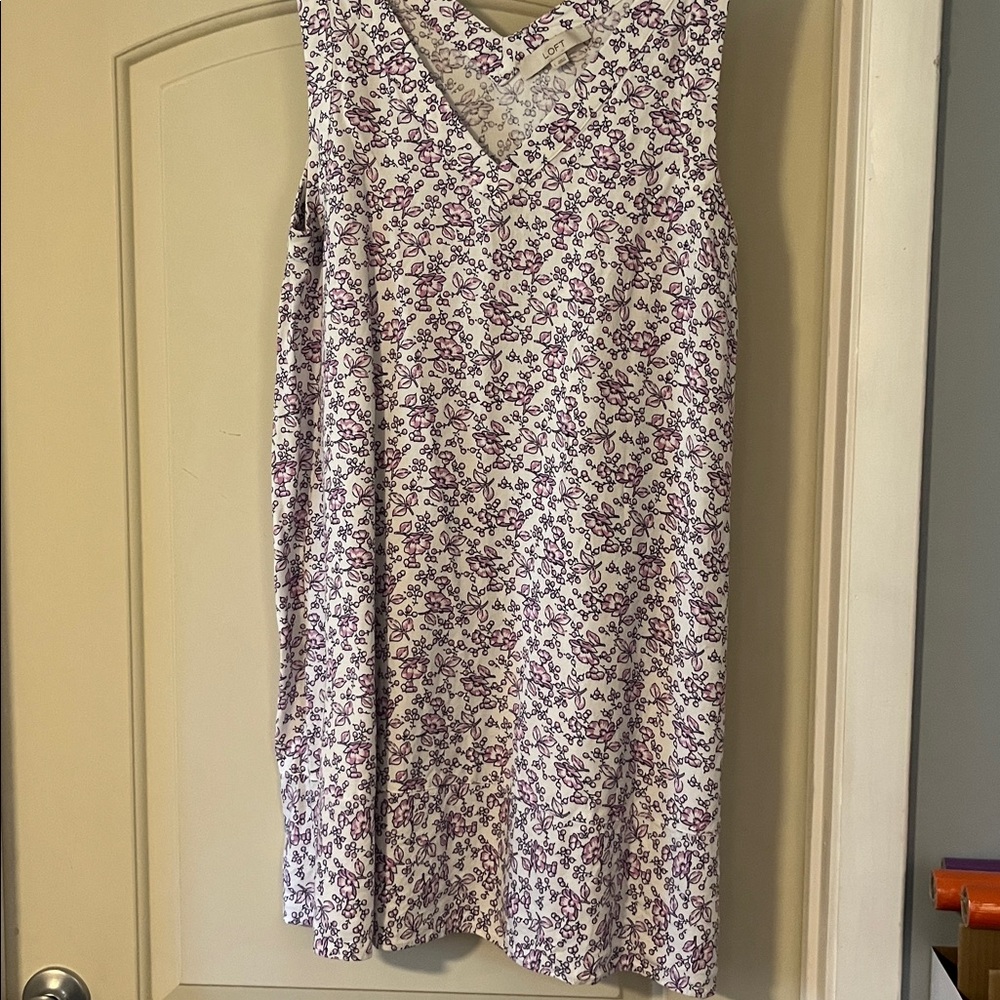 LOFT Pink Floral V-Neck Dress